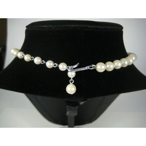 Necklace 13 In Collar Choker Imitation Pearl Beaded Jewelry Vintage 60s 50s - Picture 7 of 9